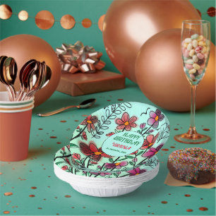 春ユニークレッドドードルフラワーズ誕生日 ペーパーボウル