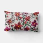 春ユニークレッドドードルフラワーズ誕生日 ランバークッション (裏面)