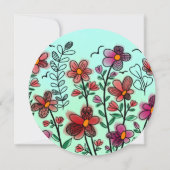 春ユニークレッドドードルフラワーズ誕生日 招待状 (裏面)