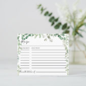 春ユーカリプトゥスグリーンブライダルシャワーレシピカード (スタンド正面)