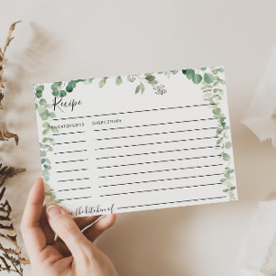 春ユーカリプトゥスグリーンブライダルシャワーレシピカード