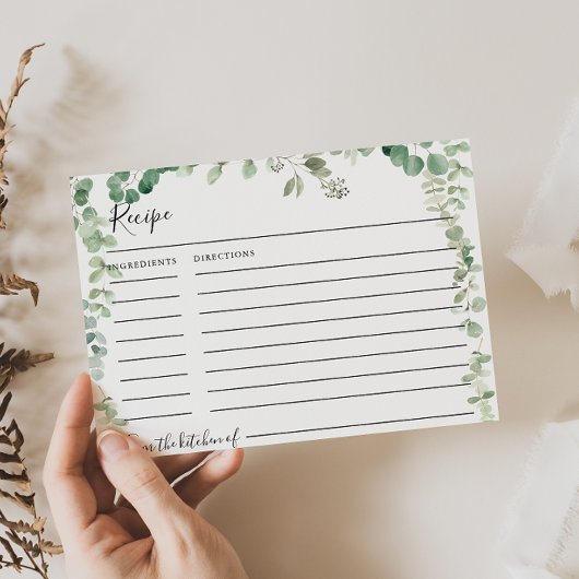 春ユーカリプトゥスグリーンブライダルシャワーレシピカード