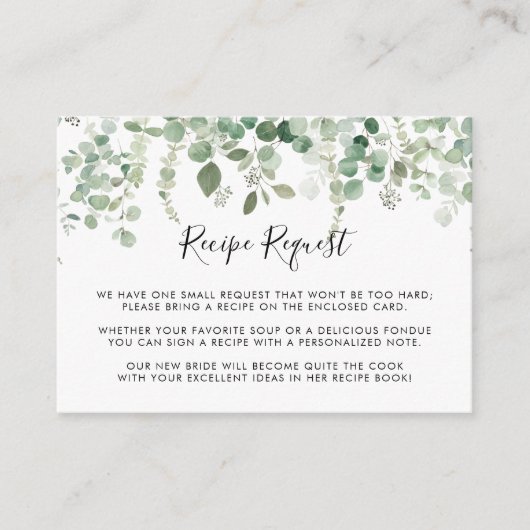 春ユーカリ結婚グリネリーのレシピ要求 エンクロージャーカード (正面)