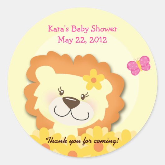 春ライオン（黄色）ラウンドのカスタム好意ステッカー ラウンドシール (正面)