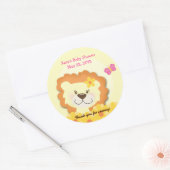 春ライオン（黄色）ラウンドのカスタム好意ステッカー ラウンドシール (封筒)