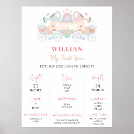 春ライトカラー1年目の誕生日マイルストーン ポスター