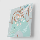 春ライトフラワー抽象芸術 スクエア壁時計 (傾斜)