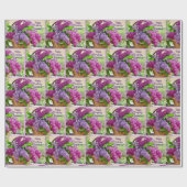 春ライラックアッド誕生日名ラベンダー&ピンク ラッピングペーパー (フラット)