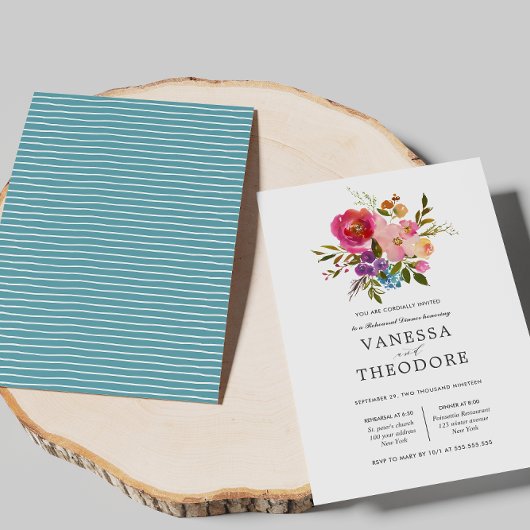 春ラッシュブーケ結婚のリハーサルディナー 招待状