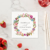 春ラッシュ |ピンクの花結婚のカスタム スタンダードカクテルナプキン (インサイチュ)