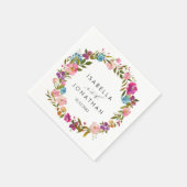 春ラッシュ |ピンクの花結婚のカスタム スタンダードカクテルナプキン (角)