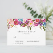 春ラッシュ |ピンクの花結婚の反応Rsvp 出欠カード (スタンド正面)