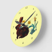 春ラビットダフォディルアート ラウンド壁時計 (傾斜)