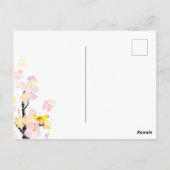 春ラブバードフローラ結婚式の日付を保存 ポストカード (裏面)