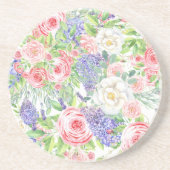 春ラベンダーとピンクの花コースター コースター (正面)