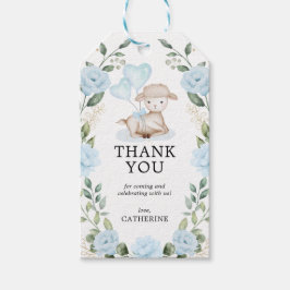 春ラムブルーフローラベビーシャワー誕生日 ギフトタグ