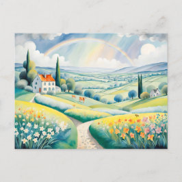 春ランドスケープとレインボーイタリアンオーバーヒルズ ポストカード