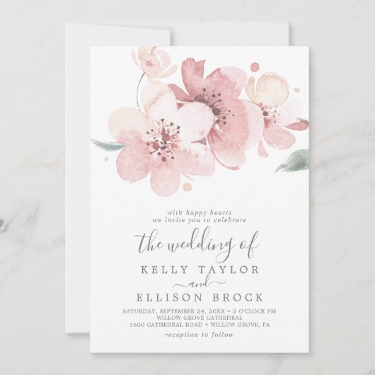 春ラージさくらんぼ結婚ブロッサム 招待状 (正面)