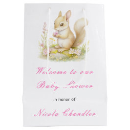 春リスの赤ちゃんシャワー ミディアムペーパーバッグ