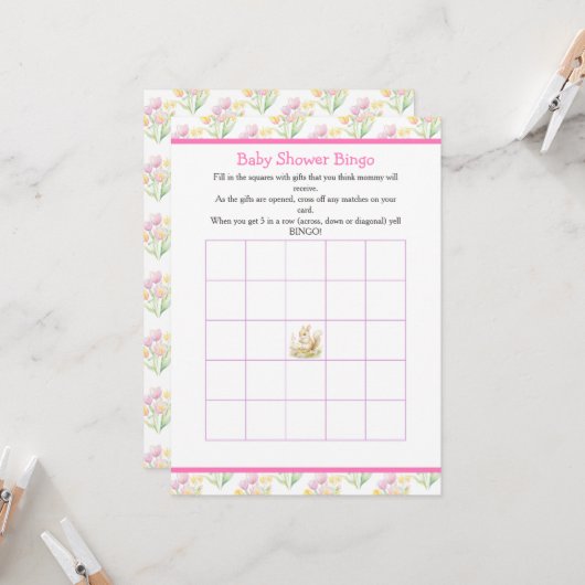 春リスの赤ちゃんシャワー 招待状 (正面/裏面インサイチュ)