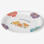 春リトルチキンフローラベビーシャワー ペーパープレート (アングル)