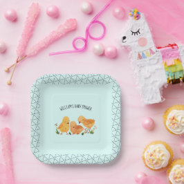 春リトルチキンフローラベビーシャワー ペーパープレート