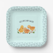 春リトルチキンフローラベビーシャワー ペーパープレート (正面)