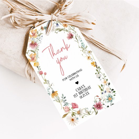 春リトルワイルドフラワーバースデーパーティーメッセージカード ギフトタグ