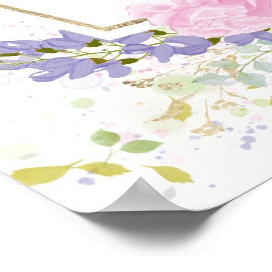 春リハーサルディナーウェルカムサインワイルドフラワー ポスター (角)