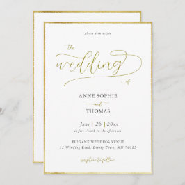 春リリーの谷の金ゴールド書道結婚の 招待状