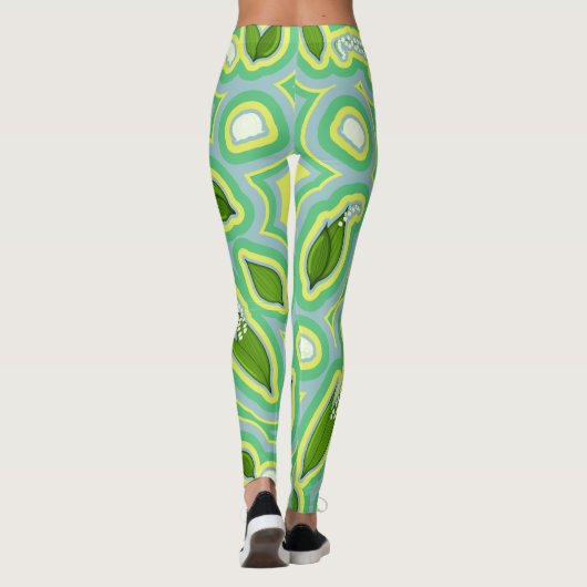 春リリー模様のスカイブルー、バターイエローと レギンス (裏面)