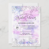 春リーフモティフパステルウォーターカラーブライダルシャワー 招待状 (正面)