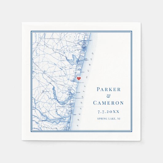 春レイクニュージャージーマップエレガントウェディング スタンダードカクテルナプキン (正面)