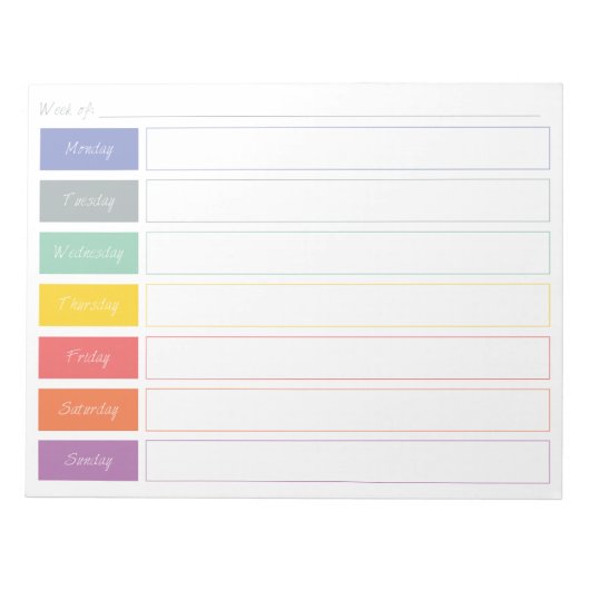 春レインボーウィークリープランナーティアオフメモ帳 ノートパッド (正面)