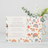 春レインボークラウドパターンベビーシャワー招待状 サンキューカード (スタンド正面)