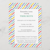 春レインボーストライプズ模様ベビーシャワー 招待状 (正面/裏面)