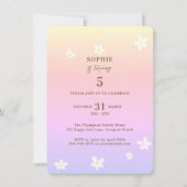 春レインボーホワイトデイジーガールバースデーパーティー 招待状 (正面)