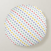 春レインボー水玉模様パターン円枕 ラウンドクッション (正面)