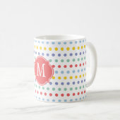 春レインボー水玉模様モノグラムマグ コーヒーマグカップ (正面右)