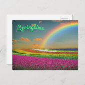 春レインボー鮮やかカラフルフラワー ポストカード (正面/裏面)