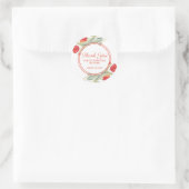 春レッドチューリップスタイリッシュフローラ誕生日ありがとう ラウンドシール (バッグ)