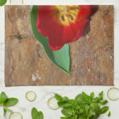 春レッドチューリップ キッチンタオル (折り畳み)