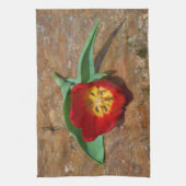 春レッドチューリップ キッチンタオル (縦)