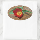 春レッドチューリップ 楕円形シール (バッグ)