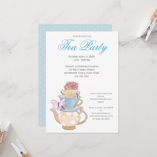 春レディースティーパーティーアイディア 招待状 (正面/裏面インサイチュ)