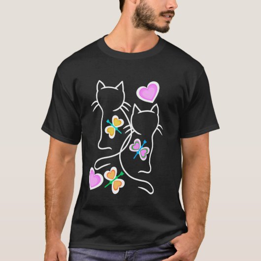 春レトロネコ80s 90s子猫蝶チル tシャツ (正面)
