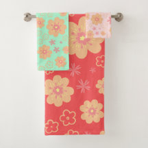 春レトロ花柄バスタオルセット