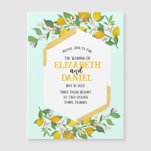 春レモン磁気結婚式招待状 (正面)