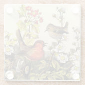 春ロビンバーズレッド野鳥観察 ガラスコースター (裏面)