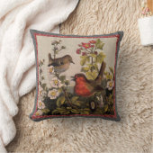 春ロビンバーズレッド野鳥観察 クッション (ブランケット)